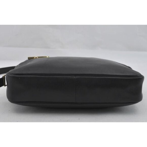 Retro Dior Black Leather 2-way Shoulder Bag or Clutch w Gold Accents - Picture 2 of 11